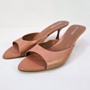 Jeffrey Campbell Spy-Kid Sandals Women’s Size 9.5 Tan Leather Kitten Heel Mule
